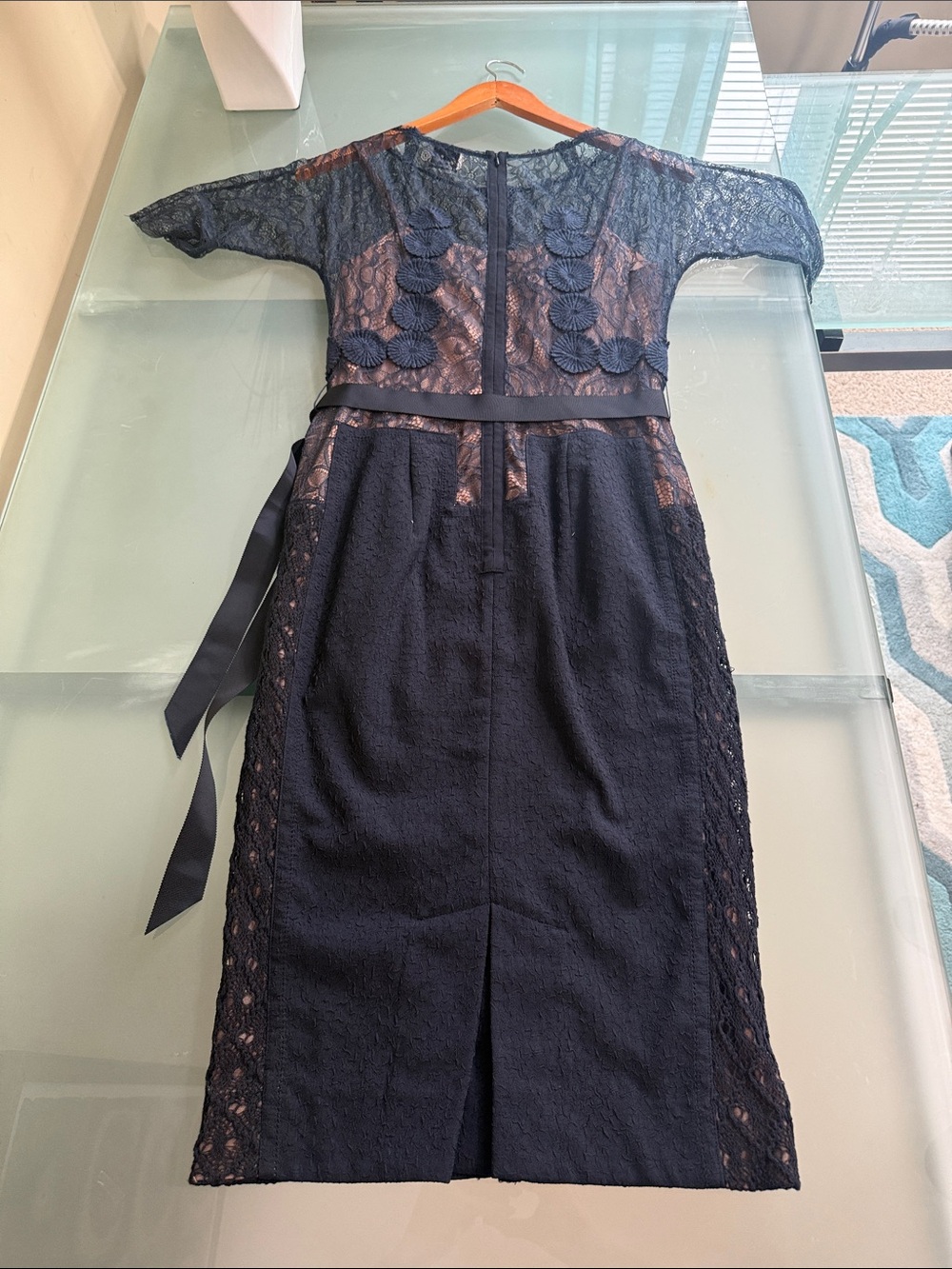 Beguile by Byron Lars for Anthropologie Navy Lace Cocktail Dress Designer Size S - Picture 3 of 10